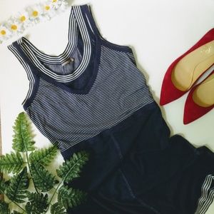 Sandwich_ | Navy & White Sleeveless Midi Sun Dress